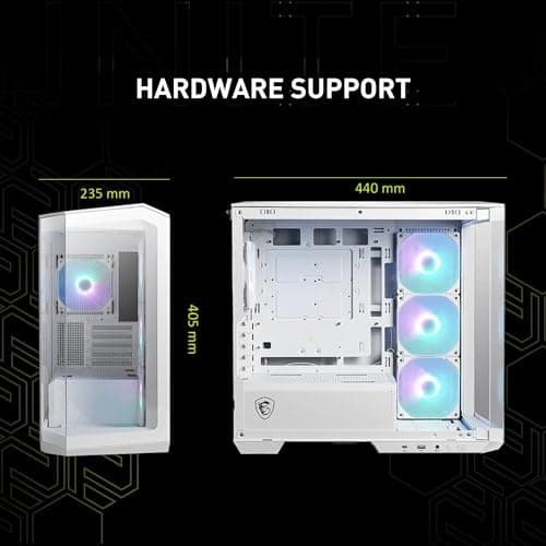 MSI MAG PANO M100R PZ Micro ATX Mid Tower White with Tempered Glass Side Panel and USB 3.2 Gen 2x2 Type-C / USB 3.2 Gen 1 Type-A image