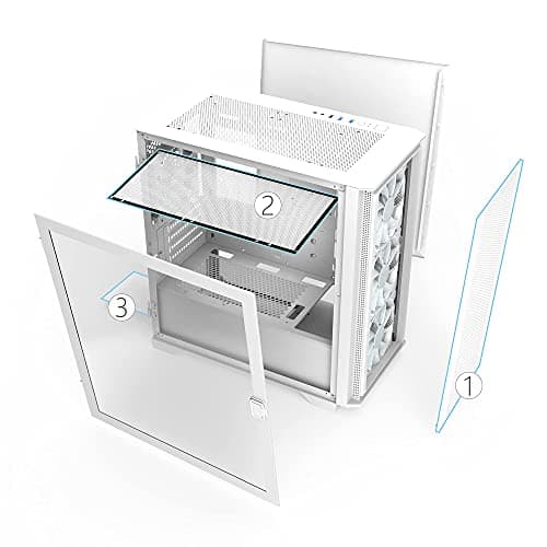 Montech AIR 100 ARGB Micro ATX Mid Tower White Tempered Glass Side Panel and USB 3.2 Gen 1 Type-A, USB 2.0 Type-A Front Panel image