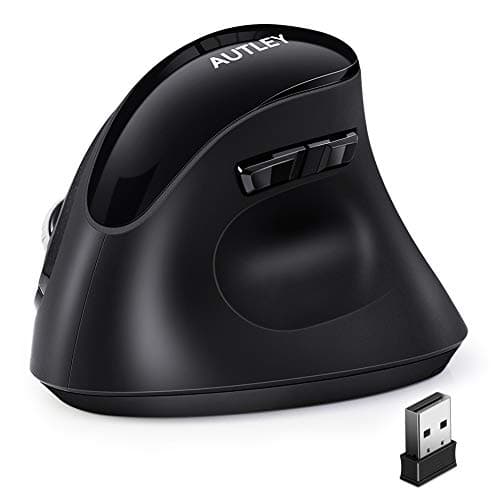 AUTLEY Ergonomic Mouse, 2.4G Wireless Vertical Mouse Optical Wireless Mouse with 800/1200/1600 DPI, for Laptop, PC, Computer, MacBook, Black image
