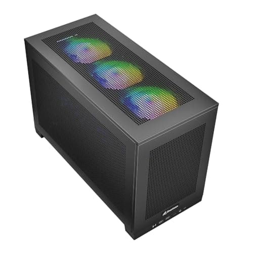 SHARKOON Rebel C20 Mini-ITX Desktop Black Mesh Side Panel, RGB image