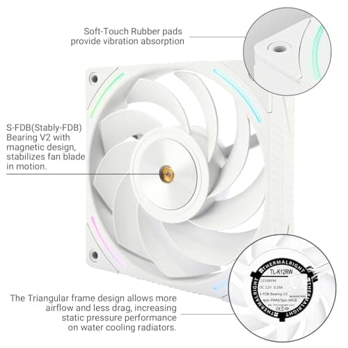 Thermalright TL-K12RW 120mm White Addressable RGB PWM 69 CFM image