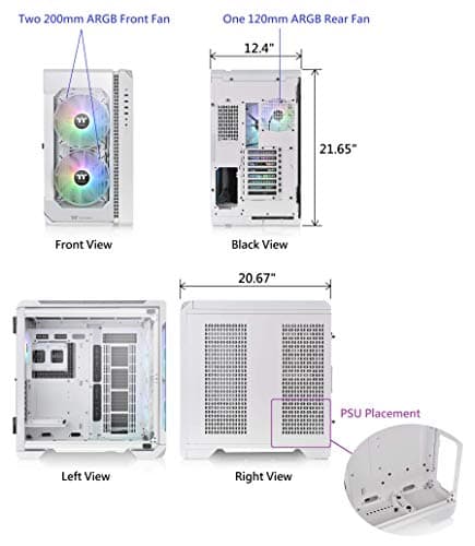 Thermaltake View 51 ATX Full Tower Snow ARGB Edition Tempered Glass Side Panel image