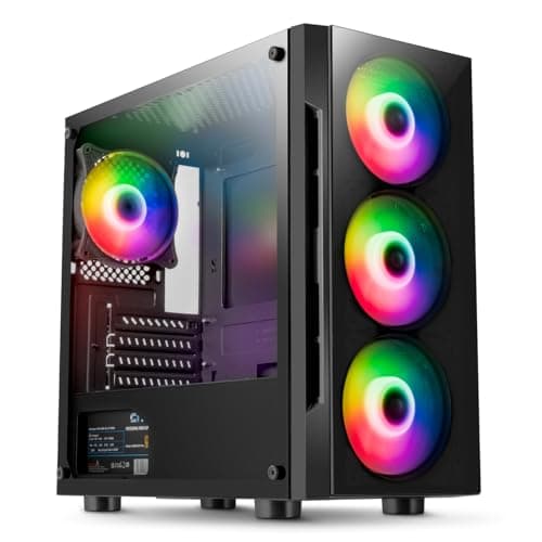 CiT Flash Micro ATX Mid Tower Black with Tempered Glass Side Panel and USB 3.2 Gen 1 Type-A, USB 2.0 Type-A image