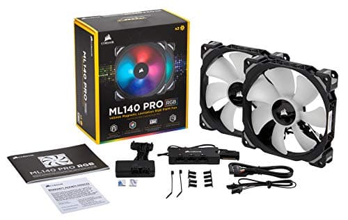 Corsair ML140 PRO 140mm Black / White RGB PWM 55.4 CFM 2-Pack image