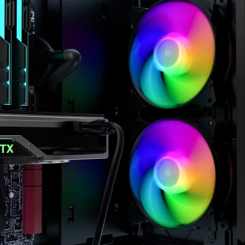 upHere Long Life 120mm 3-Pin High Airflow Quiet Edition Rainbow LED Case Fan for PC Cases, CPU Coolers, and Radiators 3-Pack image