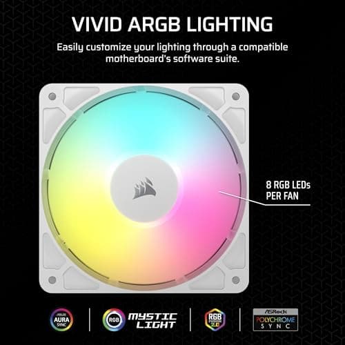Corsair RS120 120mm White RGB PWM image