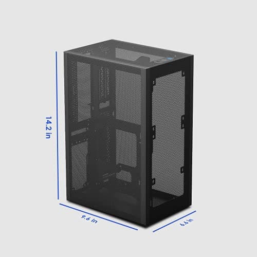 SSUPD Meshlicious Mini-ITX Tower Black Tempered Glass Side Panel, USB 3.2 Gen 2 Type-C, USB 3.2 Gen 1 Type-A image