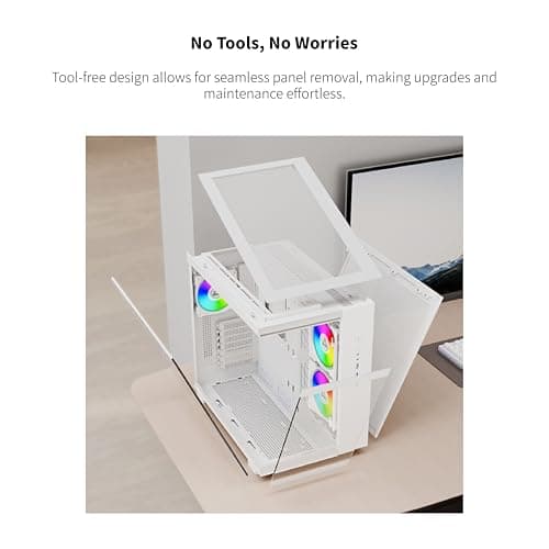 Montech KING 65 PRO ATX Mid Tower White Tempered Glass Side Panel with USB 3.2 Gen 2 Type-C and USB 3.2 Gen 1 Type-A image