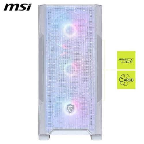 MSI MAG FORGE M100R Micro ATX Mini Tower White with Tempered Glass Side Panel, USB 3.2 Gen 1 Type-A, and USB 2.0 Type-A image
