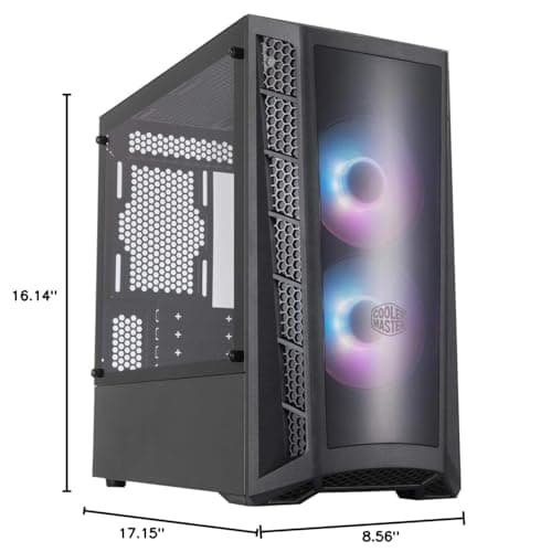 Cooler Master MasterBox MB320L ARGB MicroATX Mini Tower Black with Tempered Glass Side Panel and USB 3.2 Gen 1 Type-A Front Panel image