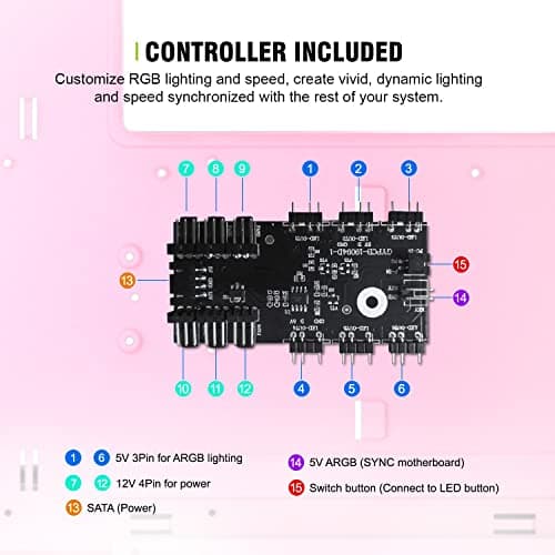 Vetroo AL600 ATX Mid Tower Pink with Tempered Glass Side Panel and USB 3.2 Gen 1 Type-A, USB 2.0 Type-A Front Panel image