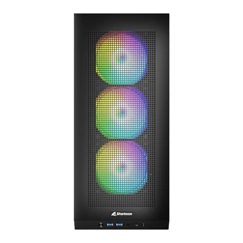 SHARKOON Rebel C20 Mini-ITX Desktop Black Mesh Side Panel, RGB image