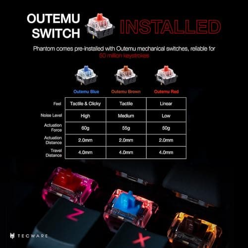 Tecware Phantom RGB Wired Outemu Red Gaming Keyboard image