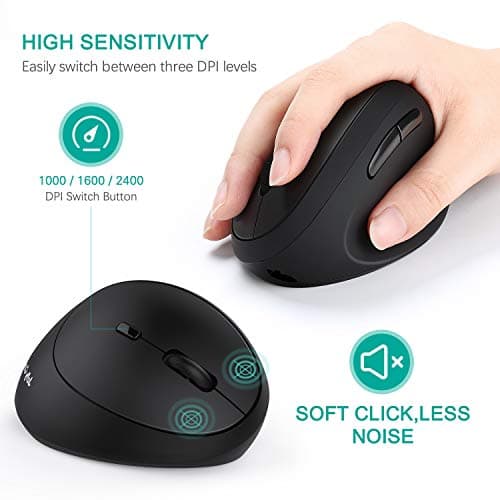 Ergonomic Wireless Mouse, Jelly Comb Rechargeable 2.4GHz Wireless Ergonomic Vertical Mouse Optical Mice with Adjustable DPI 1000/1600/2400 - MV09F image