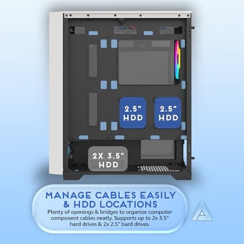 Apevia Destiny Pro ATX Mid Tower White / Black with Tempered Glass Side Panel and USB 3.2 Gen 1 Type-A image