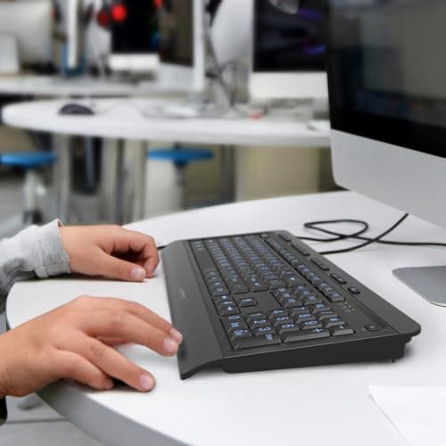 AZIO Large Print Tri-Color Illuminated Wired Ergonomic Keyboard image