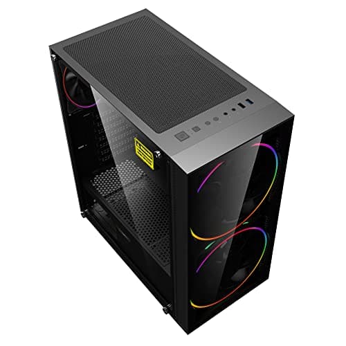 Gamemax Black Hole Black USB3.0 Tempered Glass ATX Mid Tower Gaming Computer Case w/2 x 200mm ARGB Ring Fan x Front and 1 x 120mm ARGB Ring Fan x Rear (Pre-Installed) image