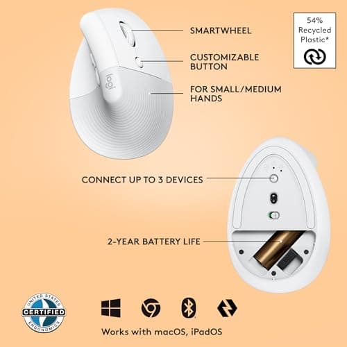 Logitech LIFT Optical Bluetooth Wireless White Mouse image