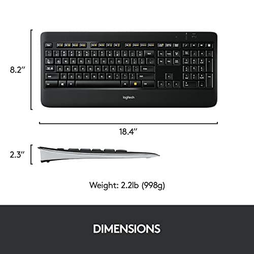 Logitech K800 Wireless Illuminated Keyboard - Backlit Keyboard, Fast-Charging, Dropout-Free 2.4GHz Connection image
