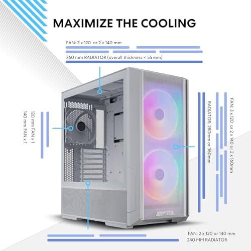 Lian Li LANCOOL 216 RGB EATX Mid Tower White Tempered Glass USB 3.2 Gen 2 Type-C USB 3.2 Gen 1 Type-A image