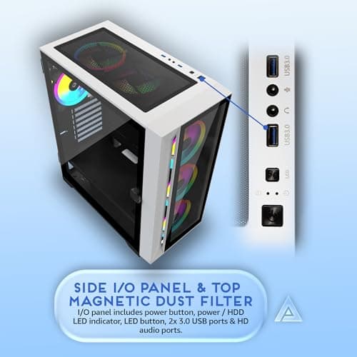 Apevia Destiny Pro ATX Mid Tower White / Black with Tempered Glass Side Panel and USB 3.2 Gen 1 Type-A image