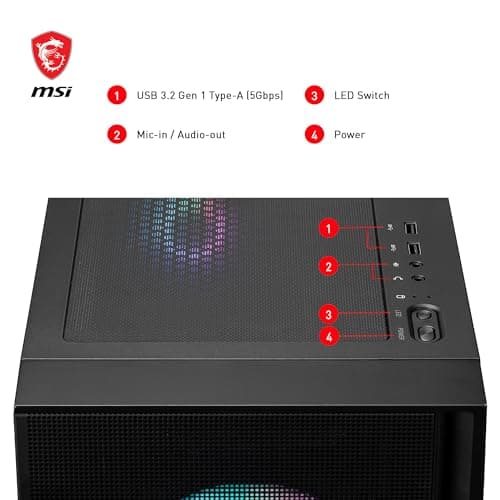 MSI MAG FORGE 321R AIRFLOW ATX Mid Tower Black Tempered Glass Side Panel image