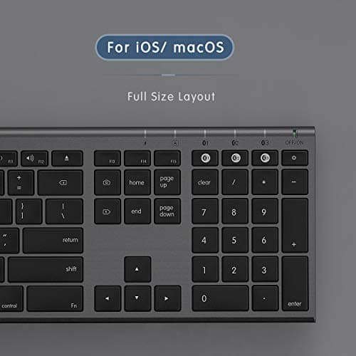 Multi-Device Keyboard for Mac OS/ iOS/ iPad OS, Jelly Comb Bluetooth Keyboard for MacBook Pro/Air, iMac, iPhone, iPad Pro/ Air/ Mini, New iPad| Connect Up To 3 Devices (Space Gray, Rechargeable) image
