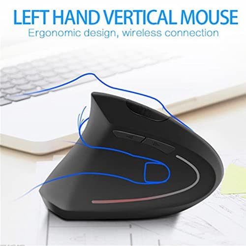 Left-Handed Mouse, Rechargeable 2.4G Wireless Ergonomic Vertical Mice with USB Receiver, 6 Buttons and 3 Adjustable DPI 800/1200/1600 for Laptop Computer PC Desktop (Left Hand) image