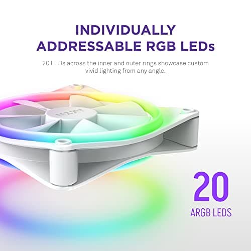 NZXT F120 120mm White RGB DUO Addressable RGB PWM 48.58 CFM 3-Pack image