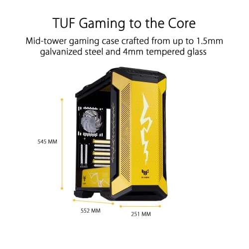 Asus TUF Gaming GT501 Demon Slayer Edition ATX Mid Tower Yellow / Black Tempered Glass Side Panel, USB 3.2 Gen 1 Type-A image