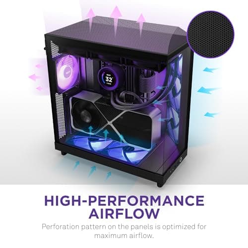 NZXT H6 Flow RGB ATX Mid Tower Black Tempered Glass image