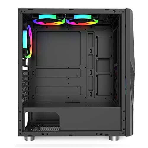MONTECH Fighter 500 Black ATX Mid-Tower Computer Gaming Case, Pre-Installed Four Rainbow LED Fans, High Airflow Mesh 3D Front Panel, Tempered Glass, Magnetic Dust Filter, ATX / Micro ATX / Mini ITX image