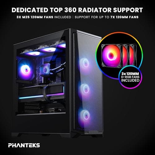 Phanteks Eclipse G370A ATX Mid Tower Black with Tempered Glass Side Panel and USB 3.2 Gen 1 Type-C / USB 3.2 Gen 1 Type-A image