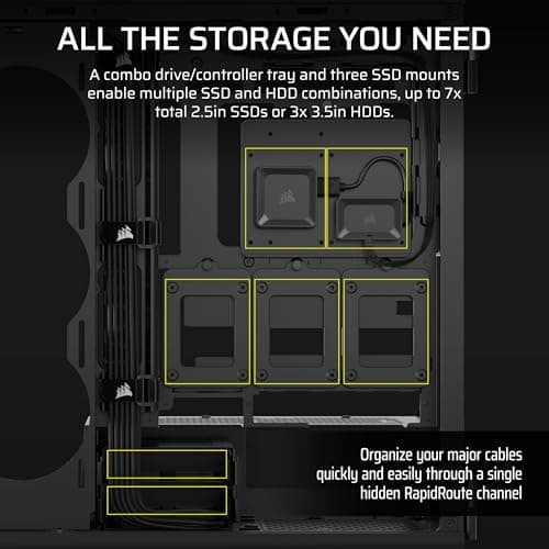 Corsair iCUE 5000T LX RGB ATX Mid Tower Black with Tempered Glass Side Panel and USB 3.2 Gen 2 Type-C, USB 3.2 Gen 1 Type-A image