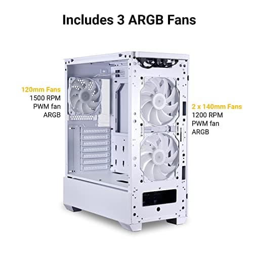 Lian Li LANCOOL 205 Mesh C ATX Mid Tower White Tempered Glass Side Panel with USB 3.2 Gen 2 Type-C and USB 3.2 Gen 1 Type-A image