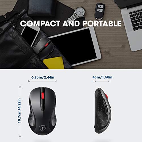 VicTsing Computer Wireless Mouse, 2.4G Portable USB Mouse Ergonomic Mouse- Fit Your Hand Nicely, 5 Adjustable DPI Levels, Page Down/Up Buttons, 20 Months Battery Life, Designed for PC, Desktop, Laptop image