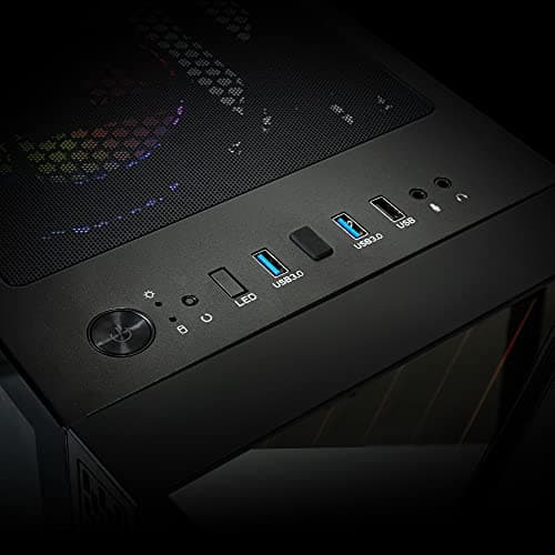 BGears b-BlackWidow-RGB ATX Mid Tower Black with Tinted Tempered Glass Side Panel and Front Panel USB 3.2 Gen 1 Type-A, USB 2.0 Type-A image