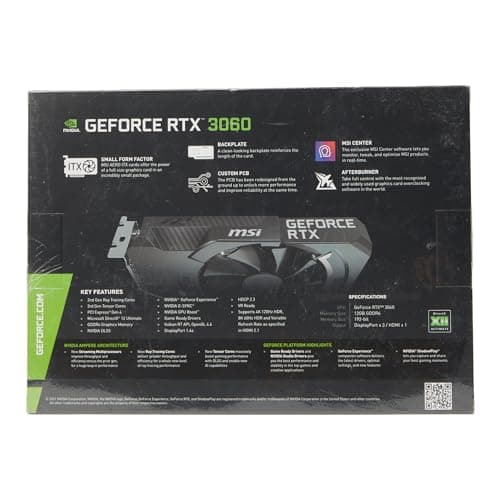 MSI GeForce RTX 3060 12GB AERO ITX OC 12GB GDDR6 Black / Silver image