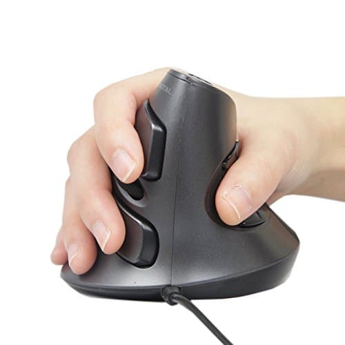 J-Tech Digital Scroll Endurance Wired Mouse Ergonomic Vertical USB Mouse with Adjustable Sensitivity (600/1000/1600 DPI), Removable Palm Rest & Thumb Buttons - Reduces Hand/Wrist Pain (Wired) image