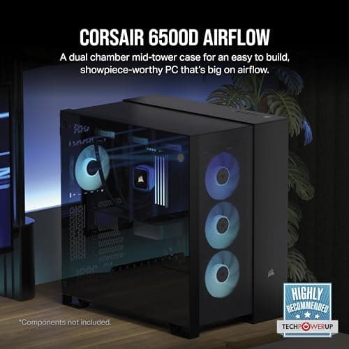 Corsair 6500D Airflow ATX Mid Tower Black Tempered Glass, USB 3.2 Gen 2 Type-C USB 3.2 Gen 1 Type-A image