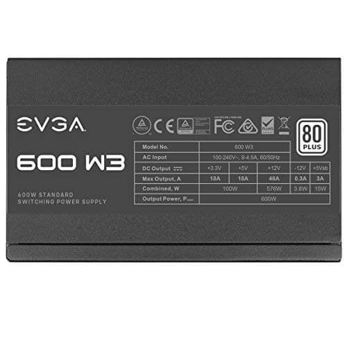 EVGA 600 W3, 80+ WHITE 600W, 3 Year Warranty, Power Supply image