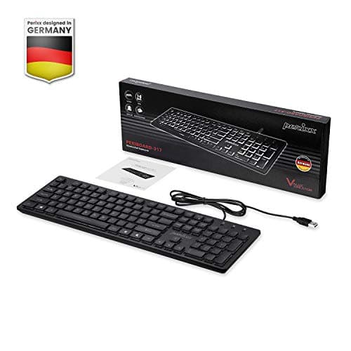 Perixx Periboard-317 Wired Backlit USB Keyboard, Big Print Letter with White Illuminated LED image