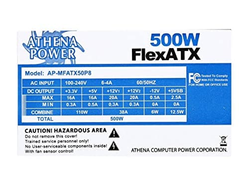 Athena Power AP-MFATX50P8 Silver Flex ATX 500W Non-Modular 80+ Silver Certified image
