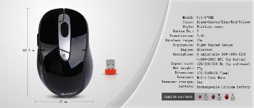 A4Tech G11-570HX-4 Wireless Optical Mouse image