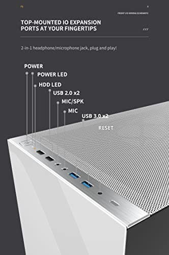 Geometric Future Model 8 ATX Mid Tower Black / White Tinted Tempered Glass Side Panel image