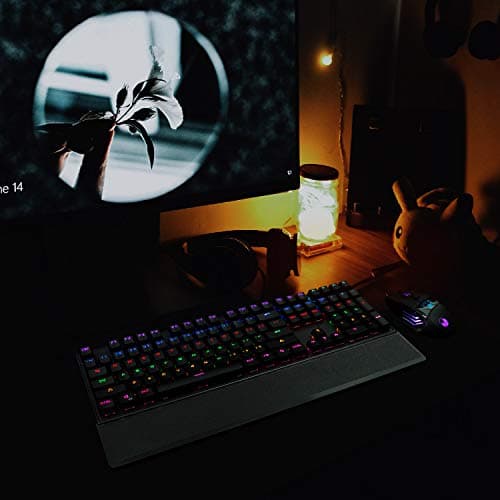 CHONCHOW Led Mechanical Gaming Keyboard Wired Backlit Keyboard Blue Switch Detachable Wrist Rest USB Gaming Keyboard Compatible with PC Mac Windows PS4（Black） image