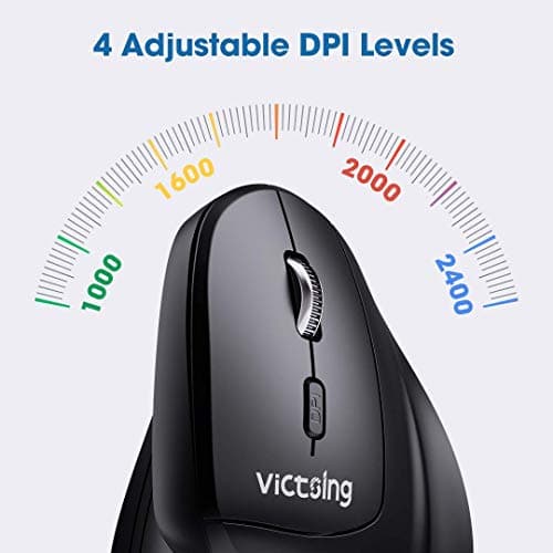 VicTsing Ergonomic Mouse, 2019 Upgraded Vertical Wireless Mouse 2.4G Optical Mouse-Reduce Wrist Pain , 6 Buttons 4 Adjustable DPI 1000/1600/2000/2400 Levels, Better Performance for PC, Desktop, Laptop image