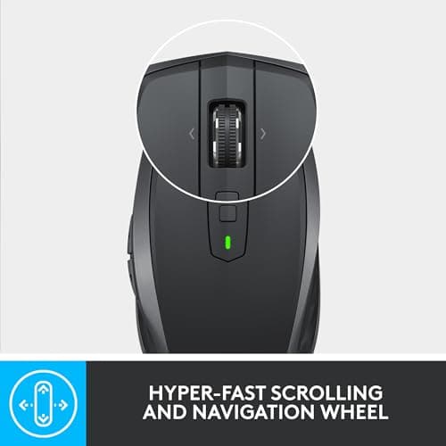 Logitech MX Anywhere 2S Wireless Mouse - Use On Any Surface, Hyper-Fast Scrolling, Rechargeable, Control up to 3 Apple Mac and Windows Computers and laptops (Bluetooth or USB), Graphite image