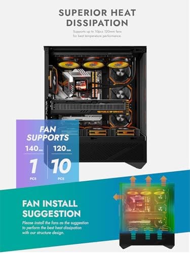 darkFlash DY460 ATX PC Case BLACK 4× ARGB PWM Fans Included image