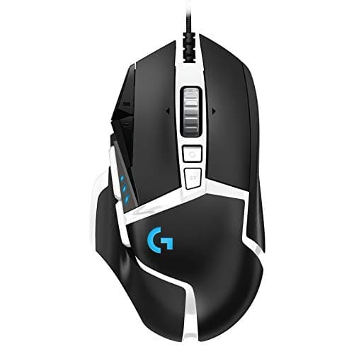 Logitech G502 Hero High Performance Gaming Mouse Special Edition, Hero 16K Sensor, 16 000 DPI, RGB, Adjustable Weights, 11 Programmable Buttons, On-Board Memory, PC/Mac - Black/White image